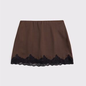 A&F Brown Mini Skort with Black Lace Trim